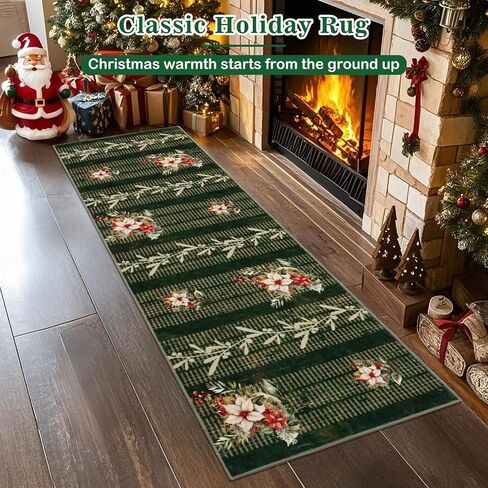 nesrt Christmas Area Rugs 5x7Ft Washable, Soft Xmas Tree Living Room Bedroom Rug, Low Pile Non Shedding Nursery Throw Carpet for Dining Room Kitchen Kids Playroom Holiday Winter Decor (Blue) in Saudi Arabia
