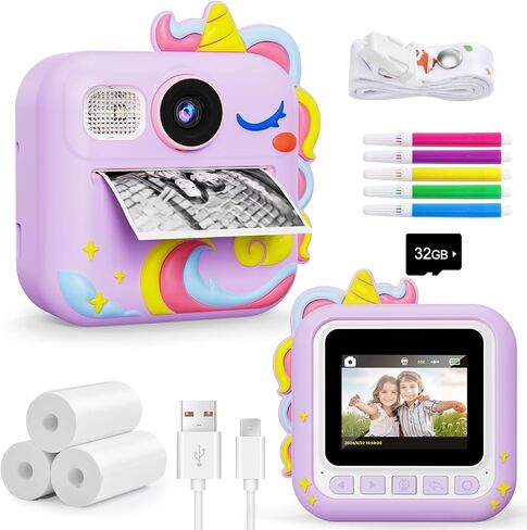 KOKODI Kids Camera Instant Print, Toddler Cameras Christmas Birthday Gifts for Girls Age 3-12, Digital Video Instant Printable Camera for Kids,Toys for Ages 5-7 Girls (Green) in Saudi Arabia