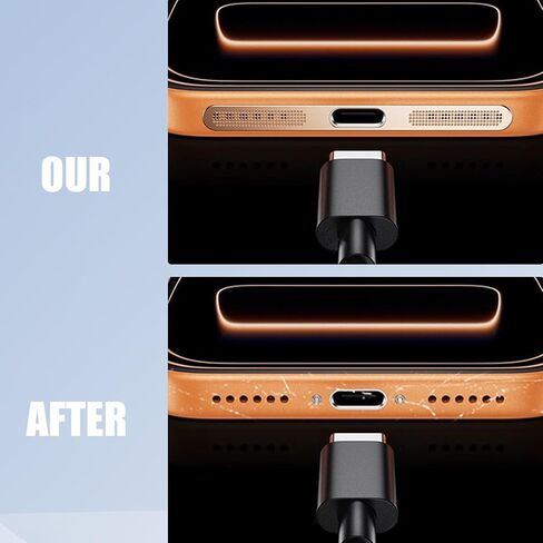4Pcs Metal Phone Charging Port Dustproof Net Sticker Self-Adhesive Phone Speaker Anti-Scratch Protective Cover for iPhone 17 (17pro,4.5cm) in Saudi Arabia