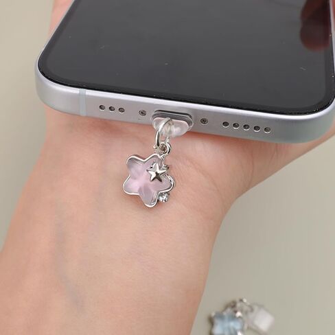 قطعة واحدة من ملحقات الهاتف المزخرفة بنجوم الماس الإبداعية من النوع C من نوع C لهواتف iPhone 16 15 Samsung USB C Dust Plug، وردي (Type-c) in Saudi Arabia
