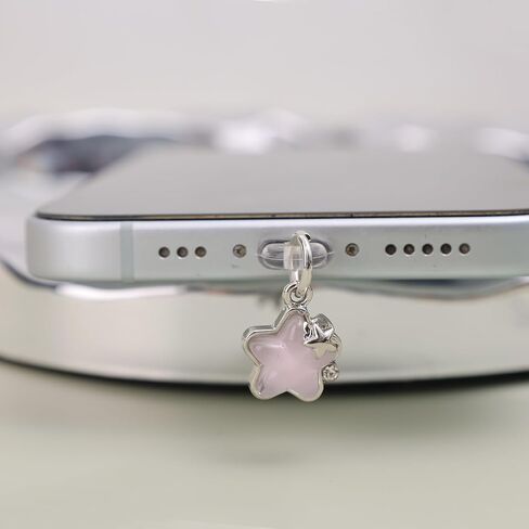 قطعة واحدة من ملحقات الهاتف المزخرفة بنجوم الماس الإبداعية من النوع C من نوع C لهواتف iPhone 16 15 Samsung USB C Dust Plug، وردي (Type-c) in Saudi Arabia