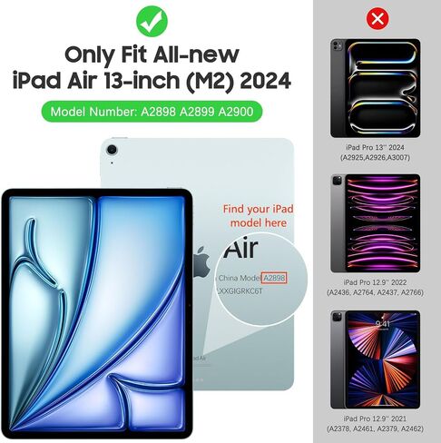 MoKo for iPad Air 13 Inch Case M3 2025 & M2 2024 with Pencil Holder, iPad Air 13 Case [Built-in Screen Protector] with Clear Back & Magnetic Multi Angle Stand Cover, Purple in Saudi Arabia