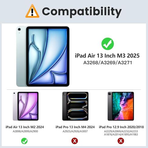 MoKo for iPad Air 13 Inch Case M3 2025 & M2 2024 with Pencil Holder, iPad Air 13 Case [Built-in Screen Protector] with Clear Back & Magnetic Multi Angle Stand Cover, Purple in Saudi Arabia