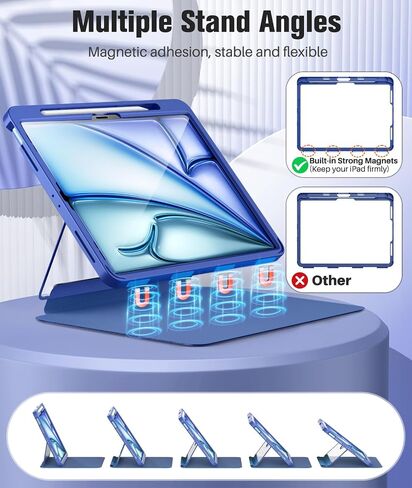 MoKo for iPad Air 13 Inch Case M3 2025 & M2 2024 with Pencil Holder, iPad Air 13 Case [Built-in Screen Protector] with Clear Back & Magnetic Multi Angle Stand Cover, Purple in Saudi Arabia