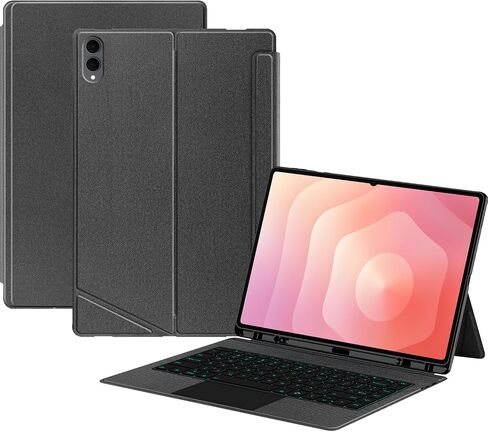 حافظة لوحة المفاتيح متوافقة مع Samsung Galaxy Tab S11 Ultra 5G 14.6 بوصة 2025 SM-X930/X936B غطاء لوحة مفاتيح قابل للفصل بإضاءة خلفية مع لوحة التتبع/حامل القلم الرصاص Tab S11 Ultra 14.6 بوصة (أسود) in Kuwait
