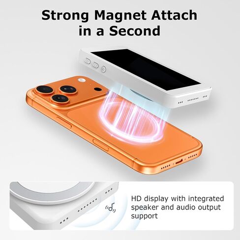 Vlog Selfie Monitor Screen for iPhone 17 Series & Android, Wireless Magnetic Built-in Speaker 4K/1080P Phone Back Camera Monitor with Remote Control for Live Stream TikTok (White) in Saudi Arabia