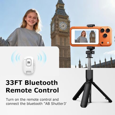 Vlog Selfie Monitor Screen for iPhone 17 Series & Android, Wireless Magnetic Built-in Speaker 4K/1080P Phone Back Camera Monitor with Remote Control for Live Stream TikTok (White) in Saudi Arabia