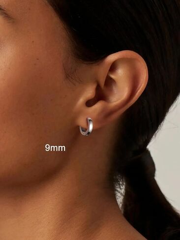 U7 Small Hoop Earrings for Women Men Stainless Steel/Black/Gold Huggie Hoop Earrings Hypoallergenic Lightweight 7/8/9/10/12/14/16mm in Saudi Arabia
