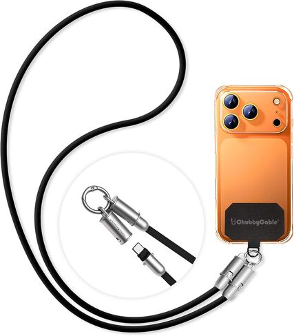 chubbycable Crossbody Strap for iPhone 17 Series 240W USB-C Phone Lanyard Charging Cable with Anti-Theft Lock, Wrist/Neck Strap Fast Charge & Data Transfer,Orange,3.94FT in Saudi Arabia