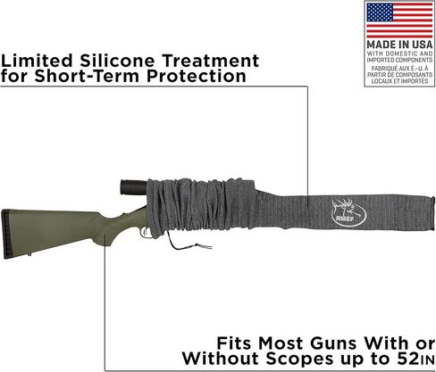 جورب بندقية منسوج من شركة Allen للبندقية/البنادق مع أو بدون نطاق - مضاد للصدأ ومعالج بالسيليكون لتخزين الأسلحة والحقائب والحقائب - إغلاق برباط - 52 بوصة رمادي - 3 عبوات in Kuwait