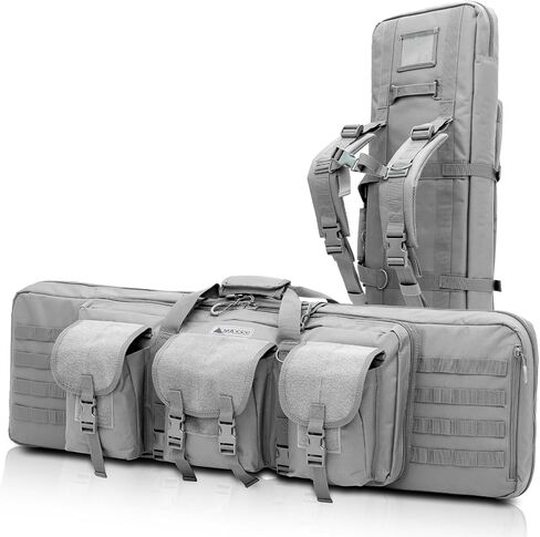 MADOG 47 inch Double Rifle Bag Soft Pistol Cases Long Portable Tactical Shotgun Backpack for Shooting Hunting Carrying, Black in Saudi Arabia