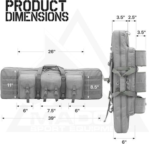MADOG 47 inch Double Rifle Bag Soft Pistol Cases Long Portable Tactical Shotgun Backpack for Shooting Hunting Carrying, Black in Saudi Arabia