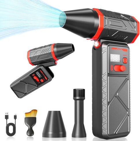 Compressed Air Duster, 150000RPM Electric Air Duster with Stepless Speed, 90° Adjustable Angle, LED Screen & Light, Cordless Rechargeable Air Blower for Keyboard, Computer, Car, Home Cleaning in Saudi Arabia