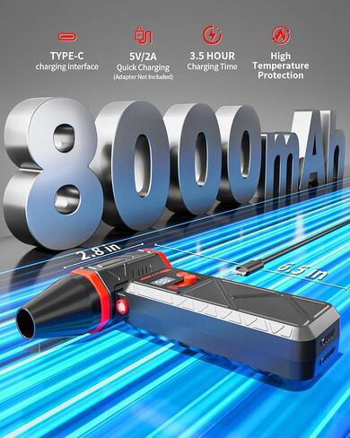 Compressed Air Duster, 150000RPM Electric Air Duster with Stepless Speed, 90° Adjustable Angle, LED Screen & Light, Cordless Rechargeable Air Blower for Keyboard, Computer, Car, Home Cleaning in Saudi Arabia