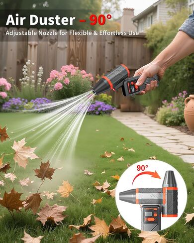 Compressed Air Duster, 150000RPM Electric Air Duster with Stepless Speed, 90° Adjustable Angle, LED Screen & Light, Cordless Rechargeable Air Blower for Keyboard, Computer, Car, Home Cleaning in Saudi Arabia