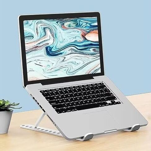 Foldable Universal Laptop Stand - Adjustable Non-Slip Cooling Base Holder for Home Office, Travel & Study, Fits MacBook, Laptop, Tablet and Phone（Black in Saudi Arabia