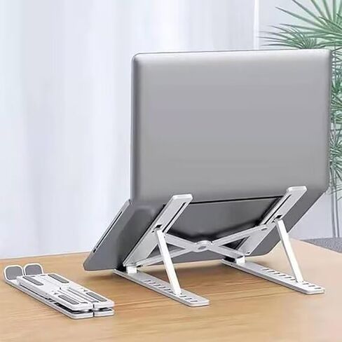 Foldable Universal Laptop Stand - Adjustable Non-Slip Cooling Base Holder for Home Office, Travel & Study, Fits MacBook, Laptop, Tablet and Phone（Black in Saudi Arabia