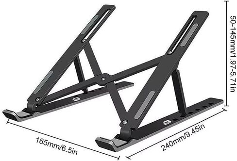 Foldable Universal Laptop Stand - Adjustable Non-Slip Cooling Base Holder for Home Office, Travel & Study, Fits MacBook, Laptop, Tablet and Phone（Black in Saudi Arabia