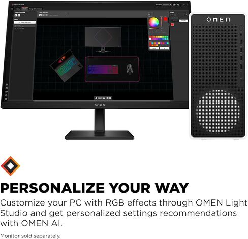 HP OMEN 16L Gaming Desktop PC, Intel Core Ultra 7 265F, 32 GB RAM, 1 TB SSD, NVIDIA GeForce RTX 5060, Windows 11 Home, Microsoft Copilot, Panda Metal, (2025) in Saudi Arabia