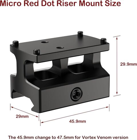 0.87" Red Dot Sight Riser Mount - Picatinny to RMSc/RMS/Doctor/RMR/SRO/407C/507C/508T/407K/507K/Vortex Venom/Viper/Fastfire Adapter in Saudi Arabia