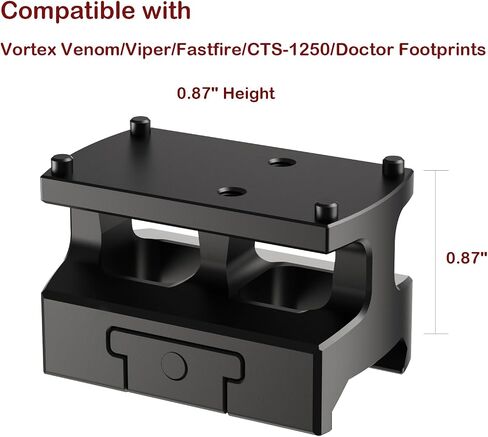 0.87" Red Dot Sight Riser Mount - Picatinny to RMSc/RMS/Doctor/RMR/SRO/407C/507C/508T/407K/507K/Vortex Venom/Viper/Fastfire Adapter in Saudi Arabia
