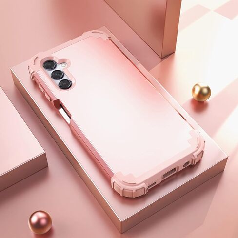 حافظة IDweel لهاتف Galaxy A16 5G مع واقي شاشة، هجين 3 في 1 مقاوم للصدمات شديد التحمل وممتص للصدمات من البولي كربونات + غطاء حماية كامل من السيليكون الناعم لهاتف Samsung Galaxy A16 5G 6.7 بوصة، ذهبي وردي in Kuwait