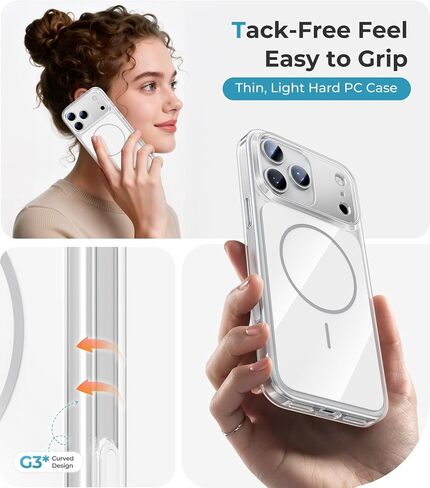 حافظة Maledan لهاتف iPhone 17 Pro مع غطاء للتحكم في الكاميرا، غطاء حافظة صلب مضاد للخدش لهاتف iPhone 17 Pro، متوافق مع MagSafe، حافظة هاتف 17 Pro خفيفة الوزن ذات قبضة آمنة، شفاف/أبيض in Kuwait