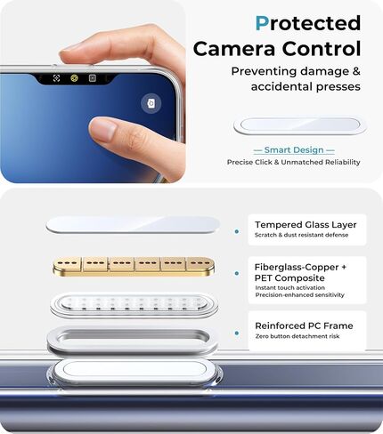 حافظة Maledan لهاتف iPhone 17 Pro مع غطاء للتحكم في الكاميرا، غطاء حافظة صلب مضاد للخدش لهاتف iPhone 17 Pro، متوافق مع MagSafe، حافظة هاتف 17 Pro خفيفة الوزن ذات قبضة آمنة، شفاف/أبيض in Kuwait