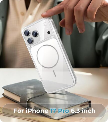 حافظة Maledan لهاتف iPhone 17 Pro مع غطاء للتحكم في الكاميرا، غطاء حافظة صلب مضاد للخدش لهاتف iPhone 17 Pro، متوافق مع MagSafe، حافظة هاتف 17 Pro خفيفة الوزن ذات قبضة آمنة، شفاف/أبيض in Kuwait