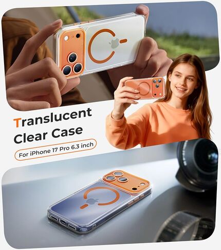 حافظة Maledan لهاتف iPhone 17 Pro مع غطاء للتحكم في الكاميرا، غطاء حافظة صلب مضاد للخدش لهاتف iPhone 17 Pro، متوافق مع MagSafe، حافظة هاتف 17 Pro خفيفة الوزن ذات قبضة آمنة، شفاف/أبيض in Saudi Arabia