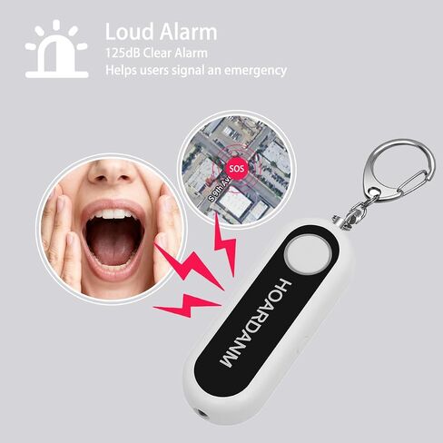 Personal Alarm for Women, Girls Simple Personal Safety Alarm, Extra LED Strobe Light, Safety Self Defense Keychain, Loud Horns & Siren (White). in Saudi Arabia
