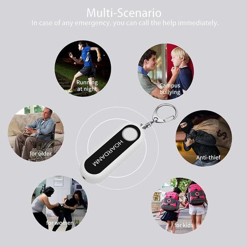 Personal Alarm for Women, Girls Simple Personal Safety Alarm, Extra LED Strobe Light, Safety Self Defense Keychain, Loud Horns & Siren (White). in Saudi Arabia