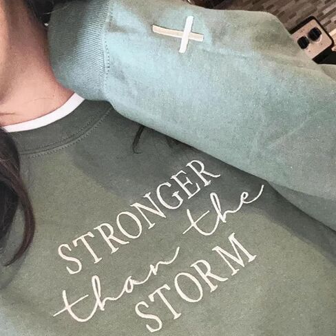 COUPLEHOODIES Stronger Than The Storm Embroidered Sweatshirt – Christian Faith Gift for Birthday or Christmas Multicolor in Saudi Arabia