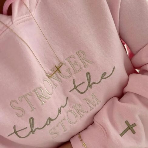 COUPLEHOODIES Stronger Than The Storm Embroidered Sweatshirt – Christian Faith Gift for Birthday or Christmas Multicolor in Saudi Arabia