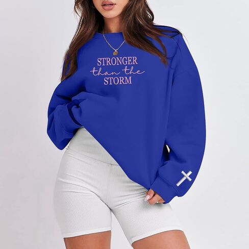 COUPLEHOODIES Stronger Than The Storm Embroidered Sweatshirt – Christian Faith Gift for Birthday or Christmas Multicolor in Saudi Arabia