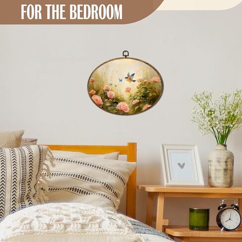 FSTCSV Vintage Dragonfly Floral Oval Wall Art Framed, Cottage Core Dragonfly Canvas Prints Wall Hanging Art, Vintage Retro Rustic Botanical Oval Walls Decor for Living Room Home Bedroom, 8.8x11.5in in Saudi Arabia