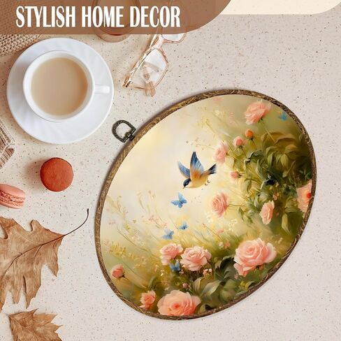 FSTCSV Vintage Dragonfly Floral Oval Wall Art Framed, Cottage Core Dragonfly Canvas Prints Wall Hanging Art, Vintage Retro Rustic Botanical Oval Walls Decor for Living Room Home Bedroom, 8.8x11.5in in Saudi Arabia