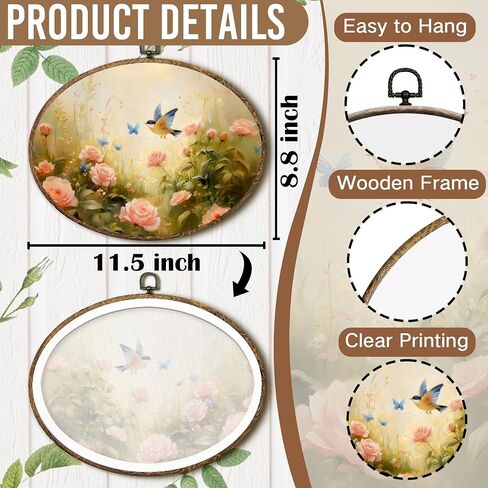 FSTCSV Vintage Dragonfly Floral Oval Wall Art Framed, Cottage Core Dragonfly Canvas Prints Wall Hanging Art, Vintage Retro Rustic Botanical Oval Walls Decor for Living Room Home Bedroom, 8.8x11.5in in Saudi Arabia