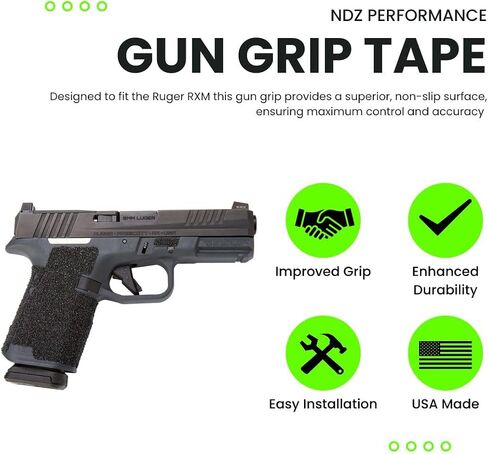 شريط لاصق عالي الأداء NDZ لإطار Ruger RXM المضغوط - غلاف لاصق مقطوع بالليزر حول المقبض لتحسين الجر والتحكم - صنع في الولايات المتحدة الأمريكية in Kuwait