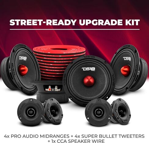 DS18 Ultimate Audio Bundle: 4 x 6.5 PRO-GM6B Speakers, 4 x PRO-TWX1 Pro Tweeters & SW-16GA Wire – Power, Clarity & Durability in Saudi Arabia