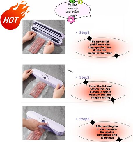 Vacuum Sealer Cordless Rechargeable Food Sealer with 10 Vacuum Bags, 30 Seconds Fast Seal, for Dry/Wet Food Preservation in Saudi Arabia