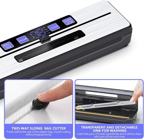 Food Saver Vacuum Sealer Machine + 30 Vacuum Bags, 7-in-1 Multi-Functional Vacuum Sealer, Food Sealer for Freshness Storage, with Dry & Moist Food Modes, Double Heat Seal, Built-in Cutter, Silver in Saudi Arabia