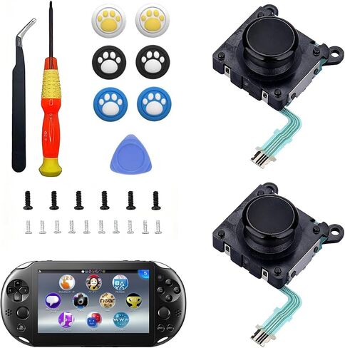 مجموعة استبدال عصا التحكم من Treayes المكونة من قطعتين لجهاز PlayStation PS Vita 2000 Slim، ترقية عصا التحكم التناظرية المضادة للانجراف، مجموعة أدوات إصلاح عصا التحكم التناظرية لإصلاح عصا التحكم لوحدة التحكم PS Vita 2000 Slim in Saudi Arabia