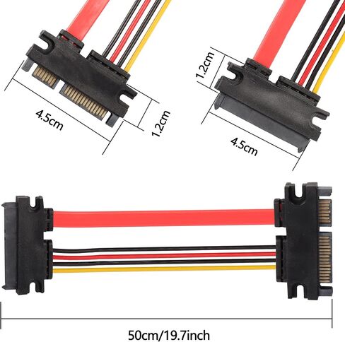22Pin SATA Power Extension Cable,SATA 22Pin (7+15) Male to Female Data and Power Combo Extension Cable 2Pcs - 50cm in Saudi Arabia