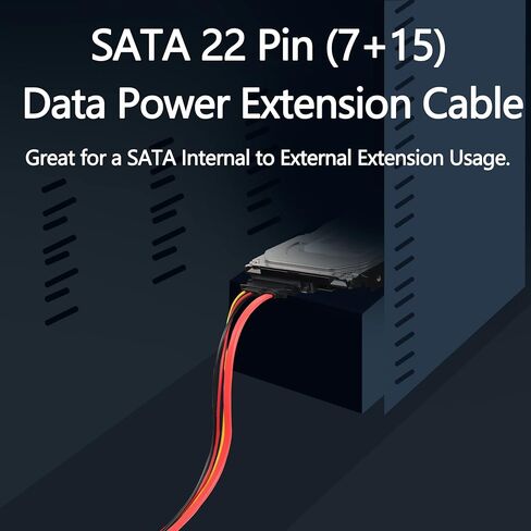 22Pin SATA Power Extension Cable,SATA 22Pin (7+15) Male to Female Data and Power Combo Extension Cable 2Pcs - 50cm in Saudi Arabia