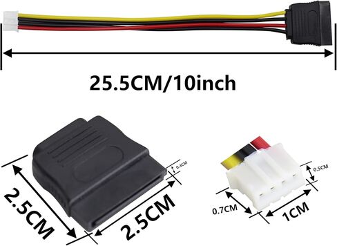PH 2.0 مم 4Pin إلى 15Pin HDD SATA كابل محول الطاقة SATA15Pin أنثى إلى 4Pin أنثى ITX سلك محول كابل الطاقة لمحركات الأقراص الصلبة الطاقة [25 سم/10 بوصة] in Saudi Arabia