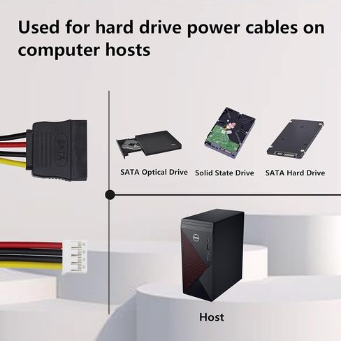 PH 2.0 مم 4Pin إلى 15Pin HDD SATA كابل محول الطاقة SATA15Pin أنثى إلى 4Pin أنثى ITX سلك محول كابل الطاقة لمحركات الأقراص الصلبة الطاقة [25 سم/10 بوصة] in Saudi Arabia