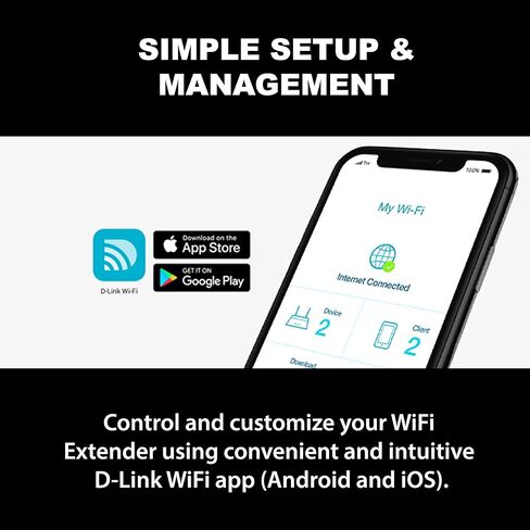 موسع النطاق D-Link WiFi 6 AX1800 مكرر الشبكة ومعزز الإشارة، قابس حائط، إعداد سهل، تجوال منزلي ذكي، منفذ إيثرنت (DAP-X1870) (متجدد) in Kuwait
