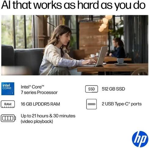 HP OmniBook 5 Flip 2 في 1 14 بوصة 2K شاشة لمس i7، معالج Intel Core 7 150U، ذاكرة وصول عشوائي DDR5 سعة 16 جيجابايت و1 تيرابايت SSD، كمبيوتر محمول مع لوحة مفاتيح بإضاءة خلفية، Wi-Fi 6E، شاشة FHD+ IPS، عمر بطارية طويل، Win 11 Pro in Saudi Arabia