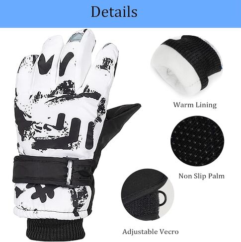 Kids Winter Thermal-Warm Windproof Ski-Gloves Outdoor Snowboarding Gloves for Skiing, Snow Hiking, Hunting in Kuwait